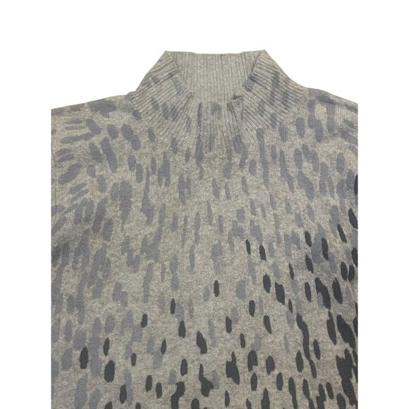 funnel neck Nic+Zoe XXL Ombre pixel print knit sweater black gray taupe - Picture 4 of 10